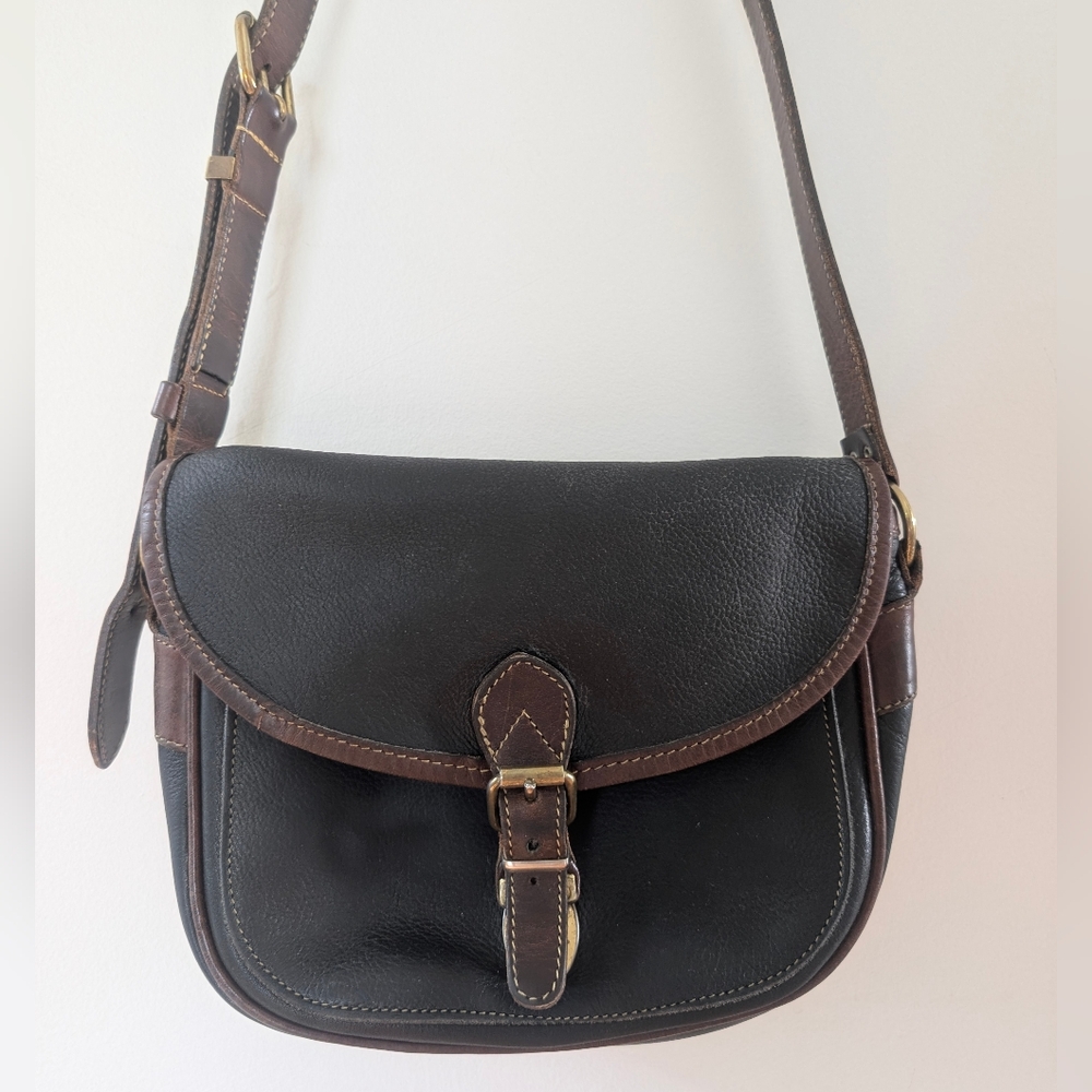 Roots Black & Brown Genuine Leather Saddle Bag